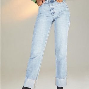 PacSun Eco Light Blue Raw Cuff Boyfriend Jeans NWT